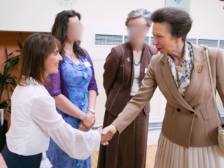 Suzanne meeting HRH The Princess Royal on behalf of JAMI